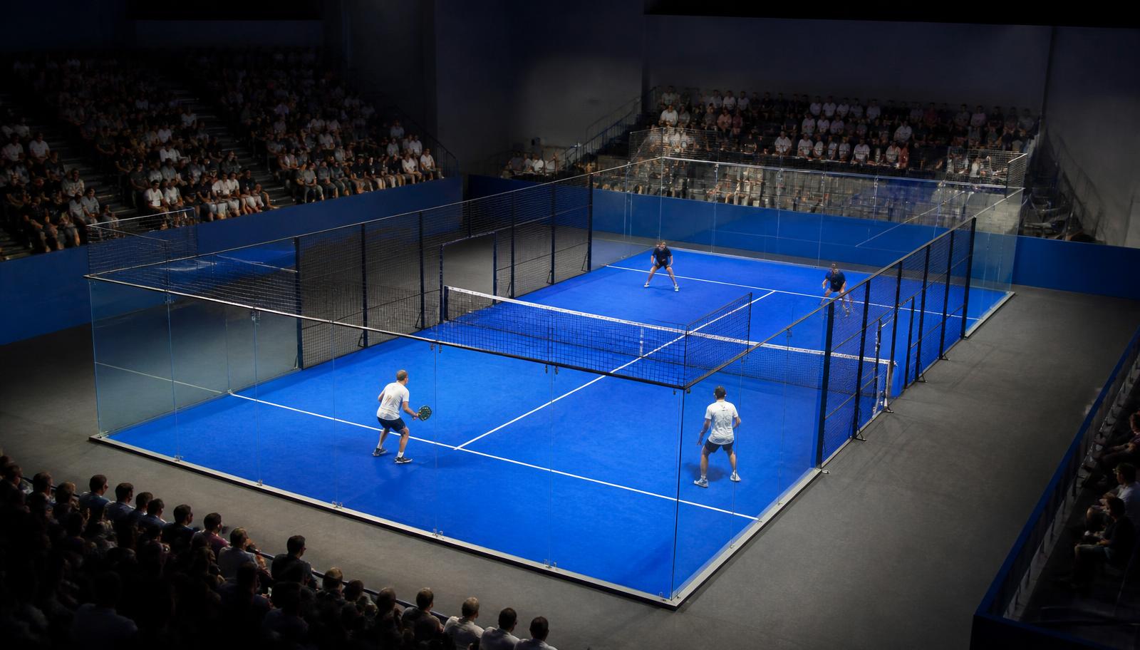 Padel tournament arena at night